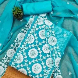 skyfiesta Unstitched Georgette Salwar Suit Material Embroidered image 4