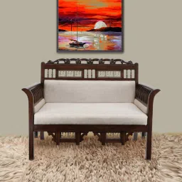 mudramark from pepperfry Teak Wood 2 Seater Sofa in Beige Finish-picture-20