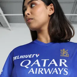 puma RCB Replica Jersey 2024 Women Printed V Neck Polyester Blue T-Shirt image 3