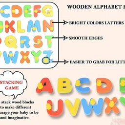 shalafi Best Buy High Quality Wooden Alphabet Upper Case Puzzles with Knobs for Kids | Multi Educational 26 Letter English Alphabet Learning | Kindergarten Language Development Puzzles ABCD Puzzle Board Educational Board ABCD Alphabet matching toy Early Learning & Educational Toys Play, Read & Learn for Kids Jigsaw Puzzle image 2
