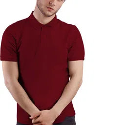 aarambhenterprises Men Solid Polo Neck Polyester Maroon T-Shirt-picture-43