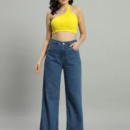 roadster Women Flared High Rise Blue Jeans image 4