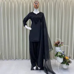 avadh creation Women Embroidered Crepe A-line Kurta image 2