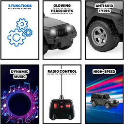 twing enterprises High Speed Rechargeable RC Thar Car with LED Lights & Remote Control image 4