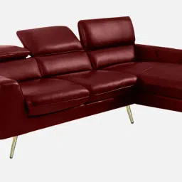 casacraft from pepperfry Ultra Leatherette LHS Sectional Sofa (2+ Lounger) in Dark Cherry Colour image 3
