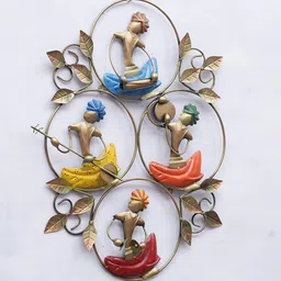 pitaraplex Metal Wall Hanging Marwari Music Frame Home Décor, Multicolor, 24X2X20 Inch image 3