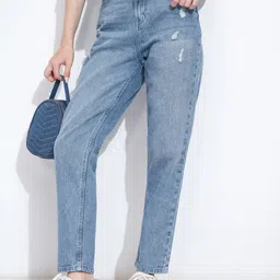 tokyo talkies Women Boyfriend Mid Rise Light Blue Jeans-picture-25