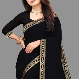 Solid/Plain, Self Design Daily Wear Georgette Saree-image-56