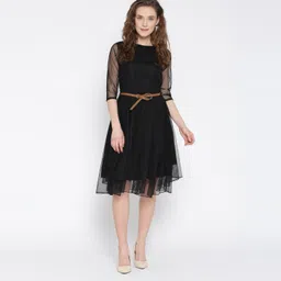 savitricreation Women Drop Waist Black Knee Length Dress-picture-23