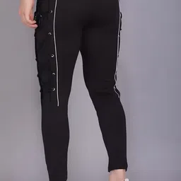 mindsart genz Men Striped Black Track Pants image 2