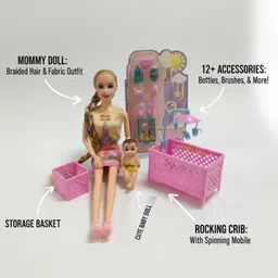 fairies & princess Doll Playset with Baby Doll, Cradle, Feeding Accessories – doll Set for Girls image 5