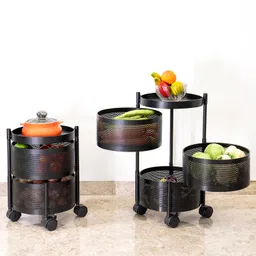 flipkart smartbuy 4 Layer Round Kitchen Trolley Storage Rack Square Design Fruits&Vegetable Basket Iron Kitchen Trolley image 5