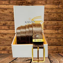 kaezri Men Evening, Party, Formal, Casual Brown Genuine Leather Belt image 2