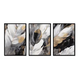 wens Feather Multicolour Canvas & MDF (Set of 3) Framed Art Panels image 3