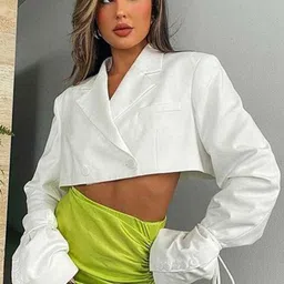 lulu & sky Women Solid Tuxedo Style Casual Blazer image 4