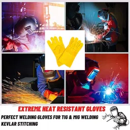 donizard Welding Gloves Heat Fire Resistant Mitts for Oven Fireplace Animal Handling Leather Safety Gloves image 5