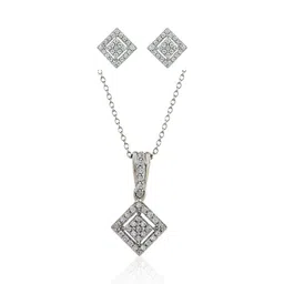 silphony Square Halo Minimalist Pendant Silver Cubic Zirconia Silver Pendant image 2