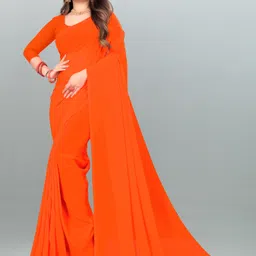 kashvi sarees Solid/Plain Bollywood Georgette Saree-picture-16