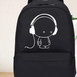 kausbabi Small 15 L Backpack Fashionable Cartoon Print Black Backpack | Lightweight Daily Use Bag-picture-11
