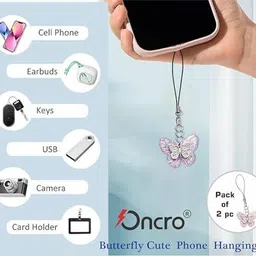 ONCRO Dual cute Butterfly Cut out pendant necklace backpack hanging keychain for girls Phone Charm image 5