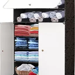 3 Door 6 Shelf Plastic Metal Collapsible Wardrobe, Clothes, Shoes,etc. Organiser PP Collapsible Wardrobe-image-70