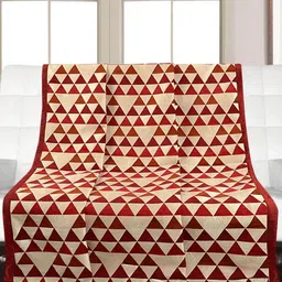 saral home Red Cotton Printed 63X55 Inch Reversible Throw image 2