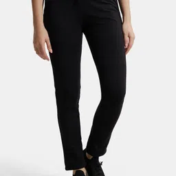 jockey 1301 Super Combed Cotton Elastane Stretch Women Solid Black Track Pants-picture-16