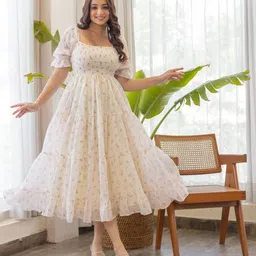 attire empire Floral Print Georgette Stitched Flared/A-line Gown-picture-15