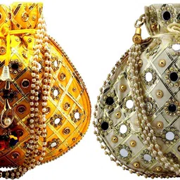 lookingfab Women Yellow Potli-picture-32