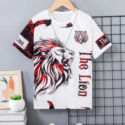 riddan Men Printed Round Neck Cotton Blend Red T-Shirt image 1