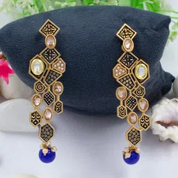 PRIVIU Stone Studded Drop Earrings-picture-23