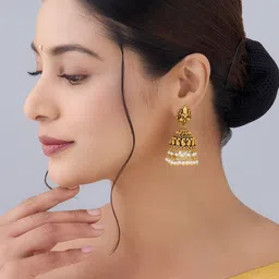 Kushal's Fashion Jewellery Gold-Plated Beaded Classic Jhumkas image 1