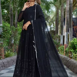 houseofcommon Embroidered Georgette Stitched Flared/A-line Gown image 2