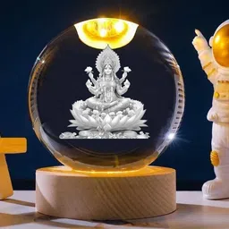 study smart Goddess Laxmi 3D USB LED Crystal Ball Night Lamp Night Lamp image 1