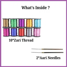 qroof Metal Boxes Aari Stand 2 aari Needles, zari Thread and 12 Clips image 2
