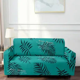 cortina Blue Floral Polyester 91 x 73 Inches 3 Seater Sofa Cover-picture-33