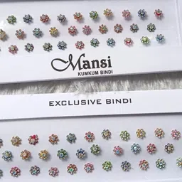 krupanidhi fashion Unique Flower style Multi Bindi Pack of 2. Forehead Multicolor Bindis image 2