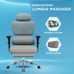 the sleep company Tranquo Massager Ergonomic Office Chair with SmartGRID, 4D Armrests,135° Recline Mesh Office Executive Chair image 2