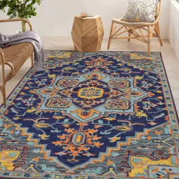 Blue Persian Wool 5 ft x 8 ft Hand Tufted Carpet by Saraswati Global image 1