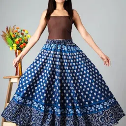 nuwal Women Printed Flared Blue Skirt-picture-19
