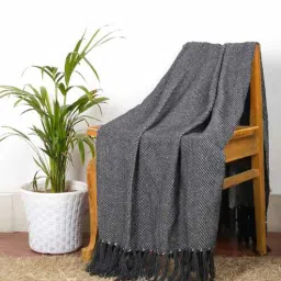 Grey Solid Cotton 50x60 Inches Sofa Throw-image-0