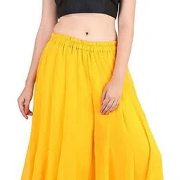 kvish Women Flared Yellow Georgette Trousers image 2