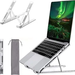 FALMAGU Laptop Stand / Laptop Holder Riser / Computer Tablet Stand 6 Angles Adjustable Aluminum Portable Compatible with laptop Aluminium Desk Stand Rotatable Laptop Stand with Adjustable Height Compatible with Universal Laptops image 5