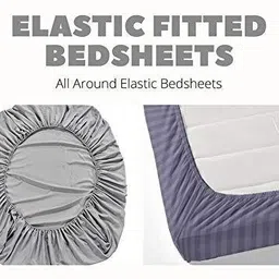 lathwal crations Velvet Double Fitted (Elastic) 280 TC Printed Bedsheet image 3