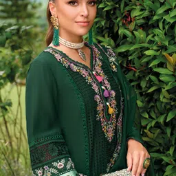 indo era Women Silk Blend Kurta Pant Dupatta Set image 5