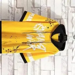 sahal fashion Men Printed Hooded Neck Cotton Blend Yellow T-Shirt image 2