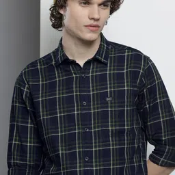 the indian garage co. Men Slim Fit Checkered Spread Collar Casual Shirt image 1
