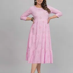klothing Women Fit and Flare Pink Midi/Calf Length Dress image 1