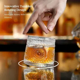 otak (Pack of 4) 101__ AAAA-GLASS-4 *(ROTATING -FLAWER(RUMGLASS) Glass Set Water/Juice Glass image 5