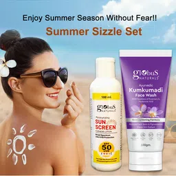 Globus naturals Summer Sizzle Sunscreen Lotion SPF 50++ & Kumkumadi Face Wash-100ml Each image 2